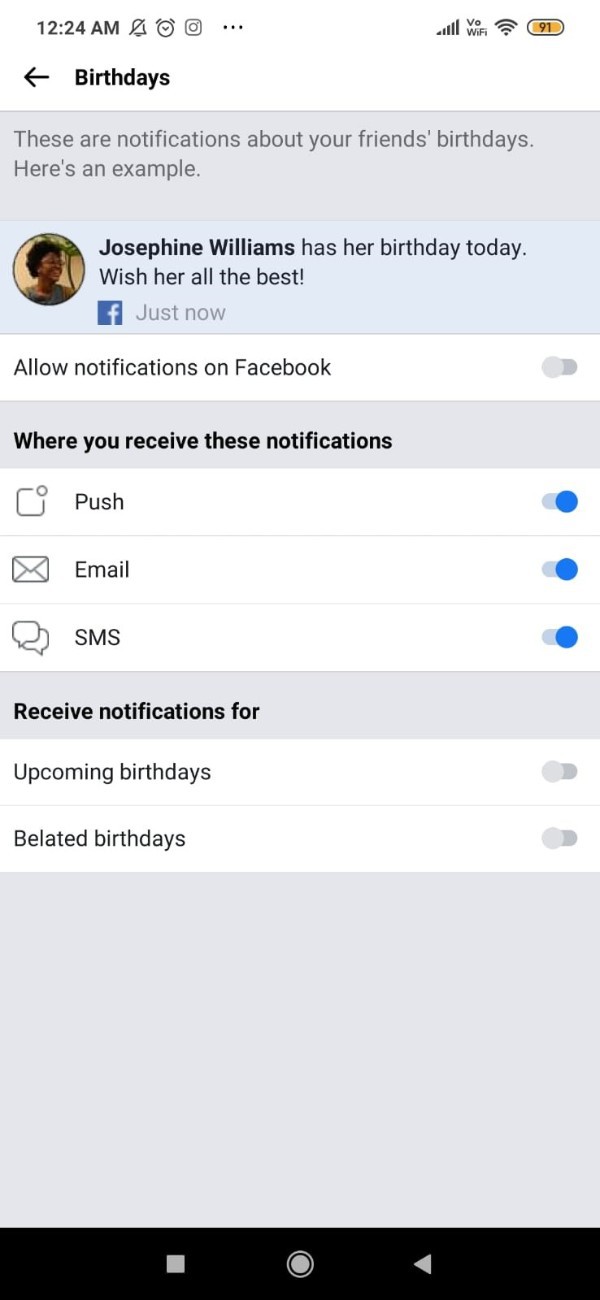 Facebook Birthday Notifications Not Showing