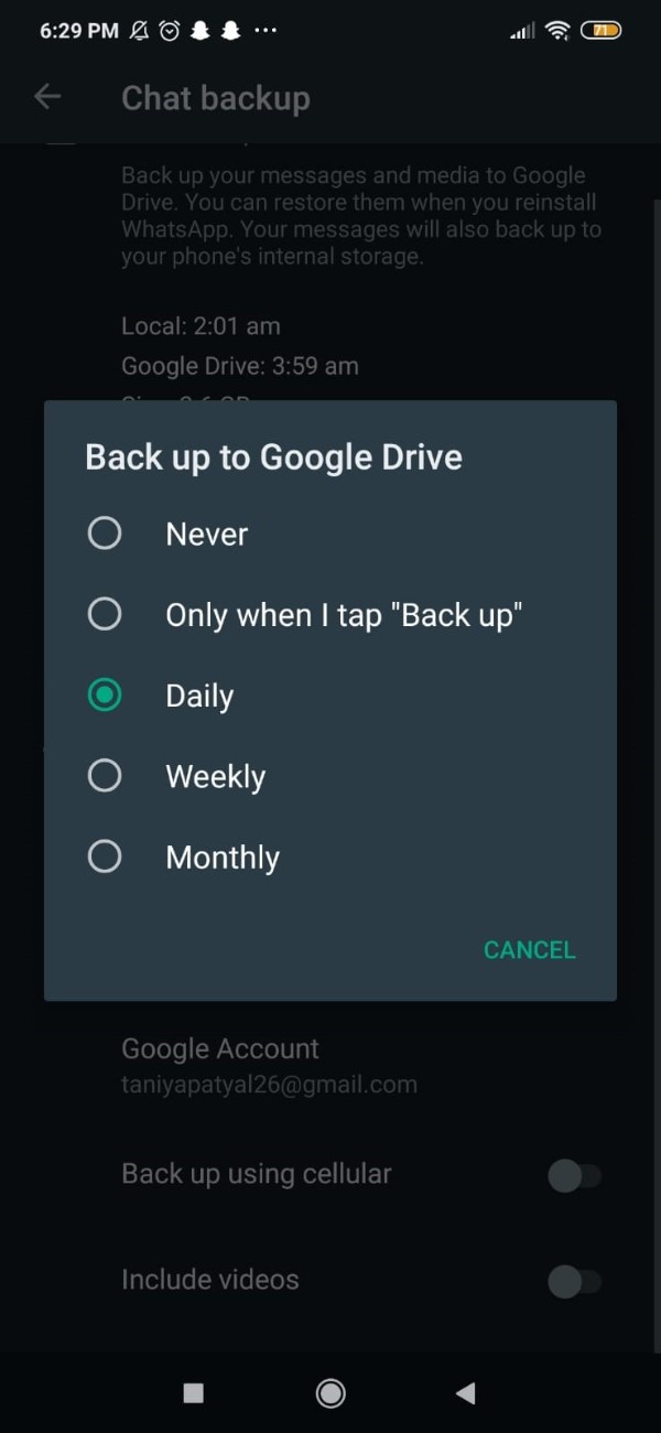 Google Drive WhatsApp Backup