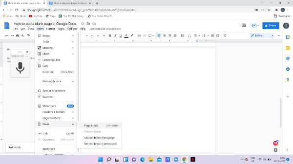 How To Add A Blank Page In Google Docs