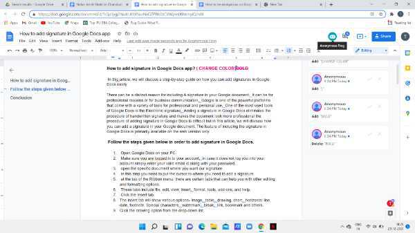 How To Be Anonymous On Google Docs