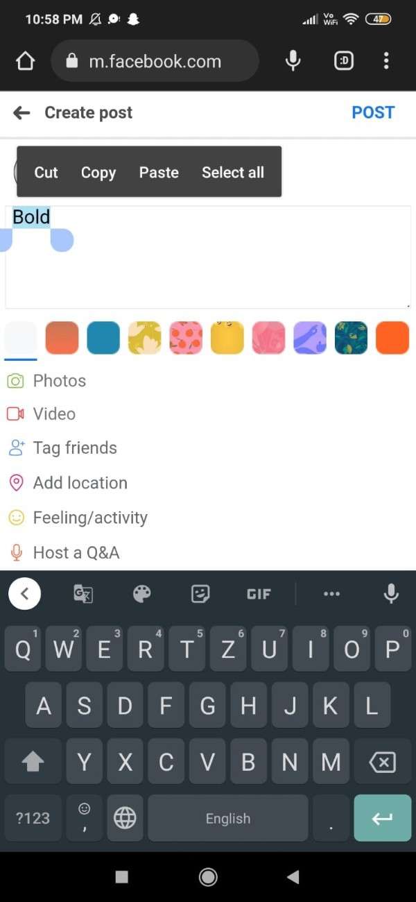 How To Bold Text In Facebook Post Using Mobile