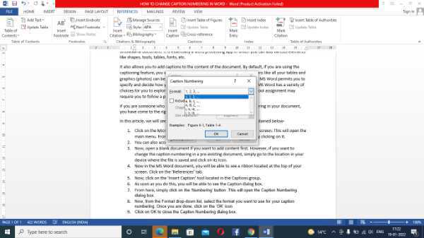 How To Change Caption Numbering In Word