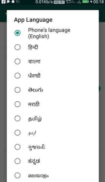 How to change language in WhatsApp while typing