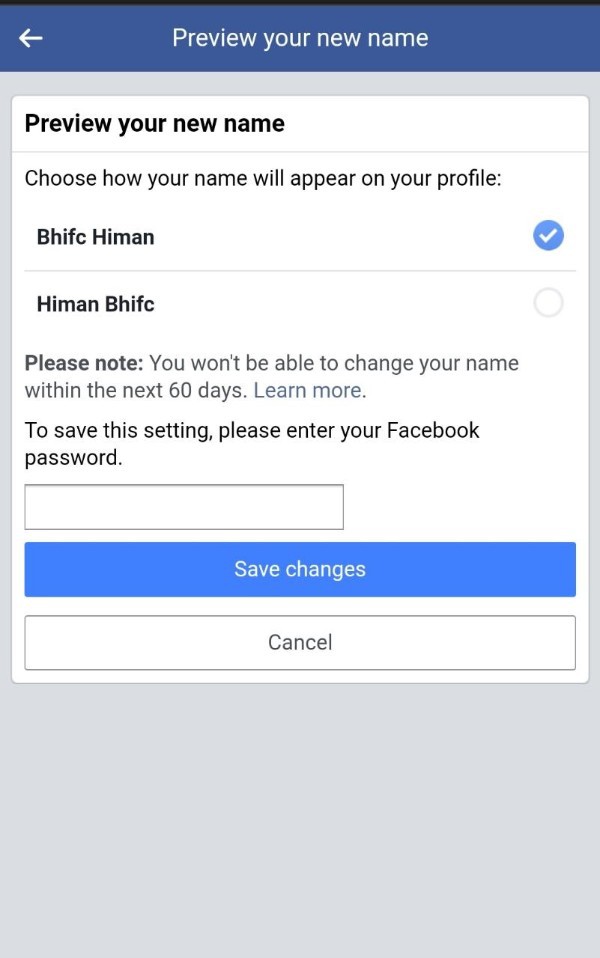 How To Change Name In Facebook In Mobile