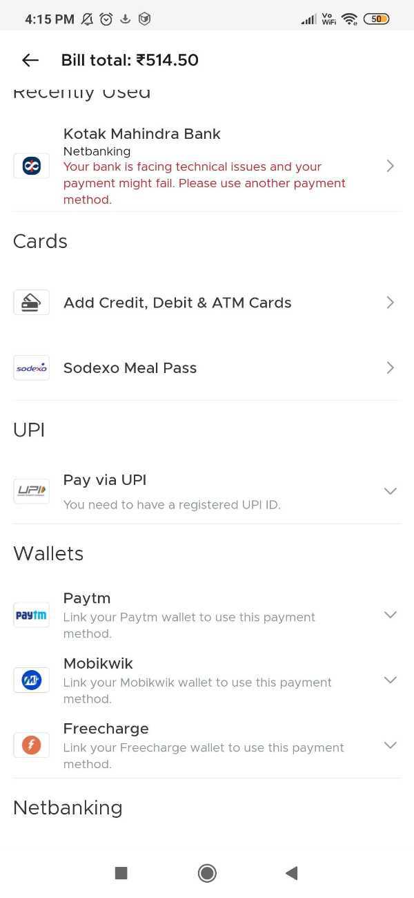 How To Change Payment Method In Zomato