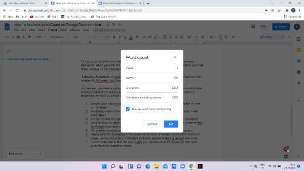 How To Check Word Count On Google Docs Shortcut