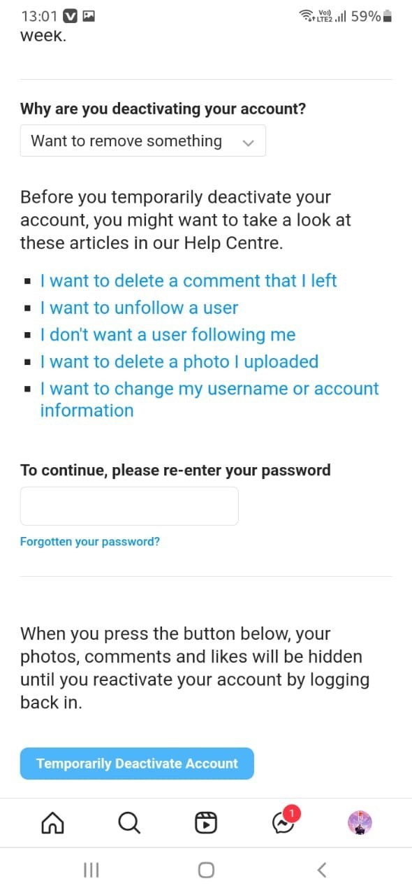 How To Deactivate Instagram Account Temporarily