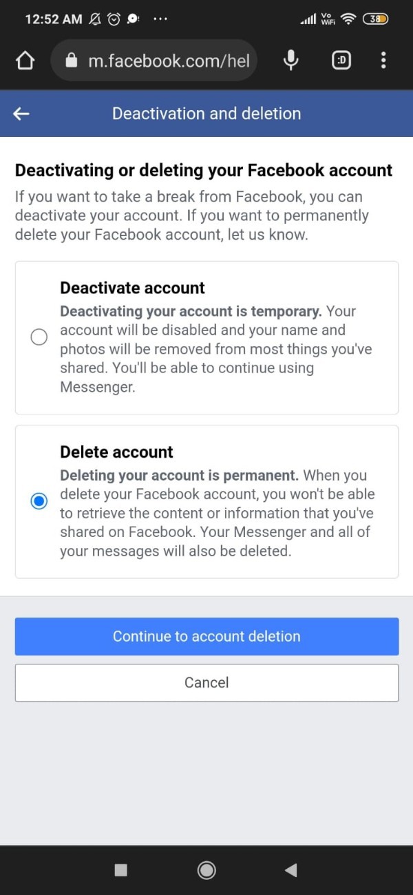 How To Delete Facebook Account On Android