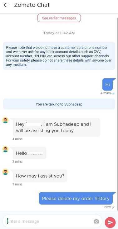 How To Delete Order History From Zomato