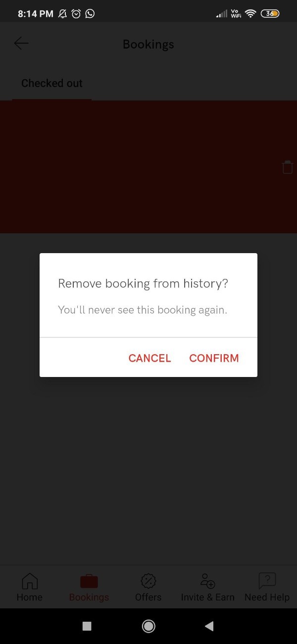 How To Delete OYO Booking History