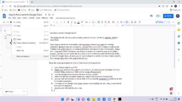 How To Find A Word In Google Docs