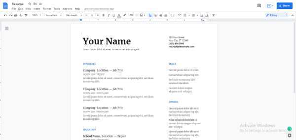 How To Format A Resume In Google Docs