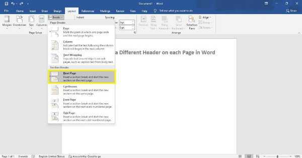 how-to-have-a-different-header-on-each-page-word