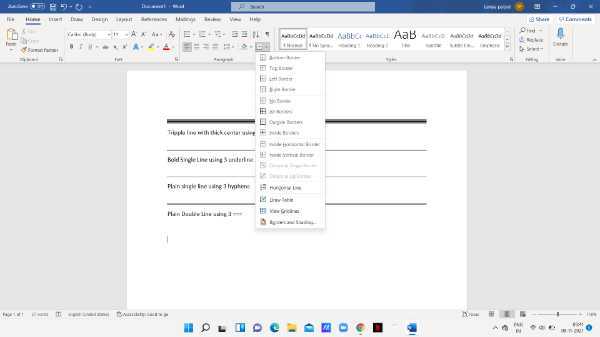 How To Insert A Line In Word For Resume