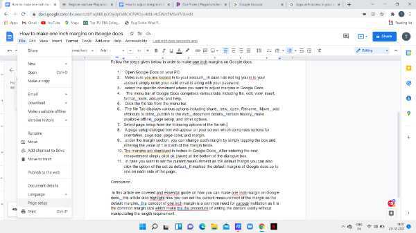 How To Make 1 Inch Margins On Google Docs