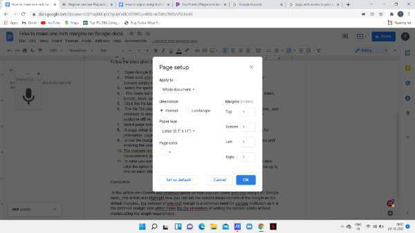 How To Make 1 Inch Margins On Google Docs