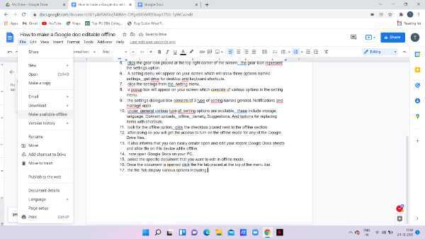 How To Make A Google Doc Editable Offline