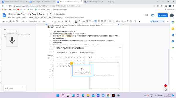 How To Make Fractions In Google Docs