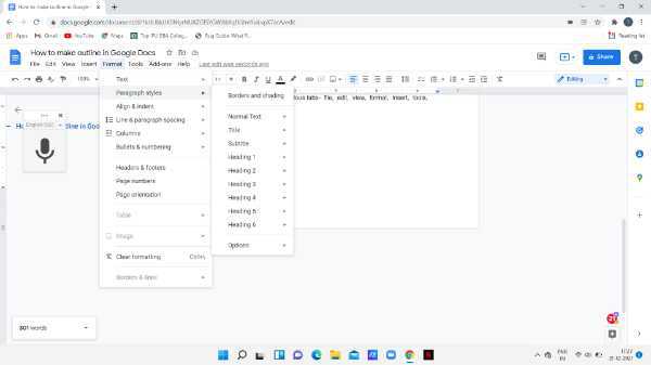 How To Make Outline In Google Docs