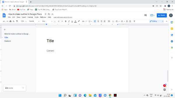 How To Make Outline In Google Docs