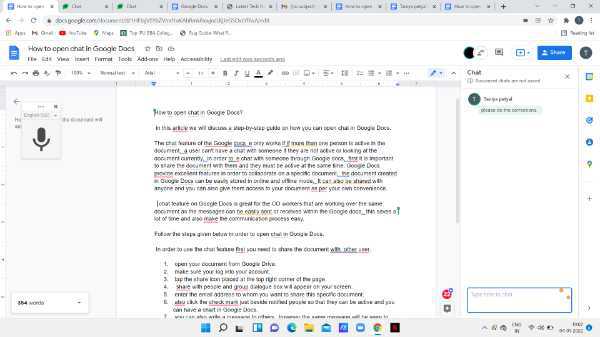 How To Open Chat In Google Docs