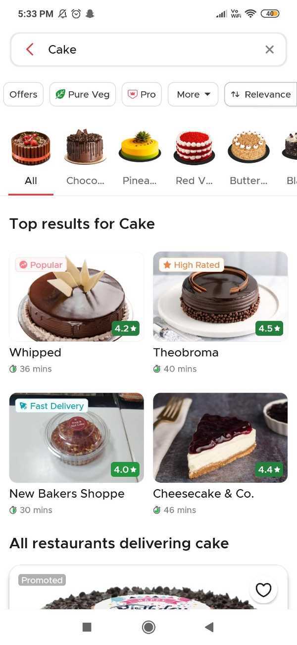 How To Order Cake On Zomato