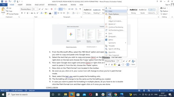 How To Paste From Word To Google Docs With Formatting