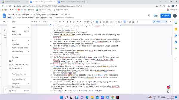 How To Put A Background On Google Docs Document
