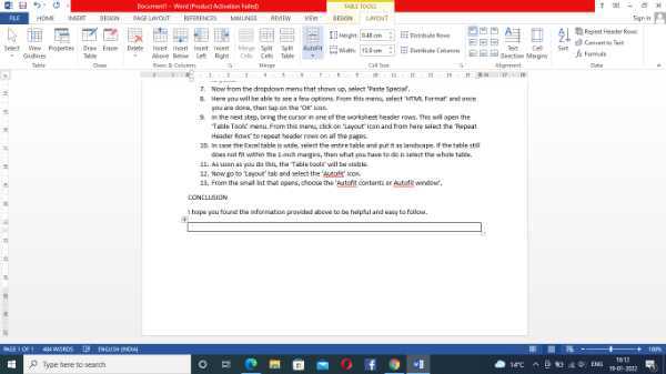How To Put A Large Excel Table Into Word