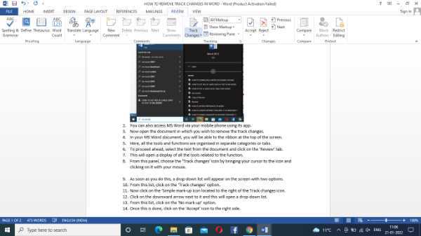 how to delete markup area in word 2007