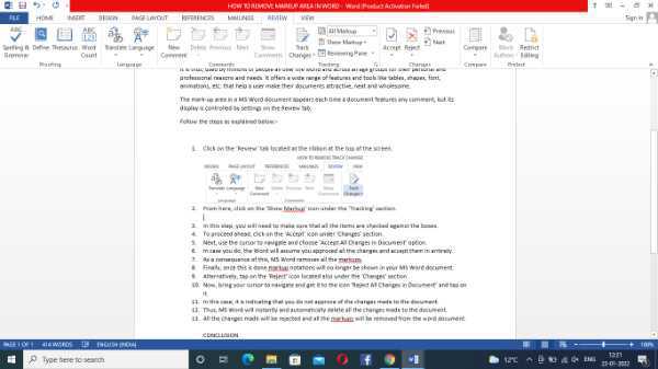 How To Remove Markup Area In Word