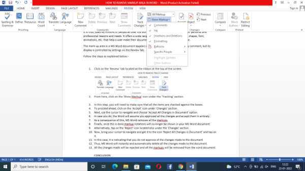 How To Remove Markup Area In Word