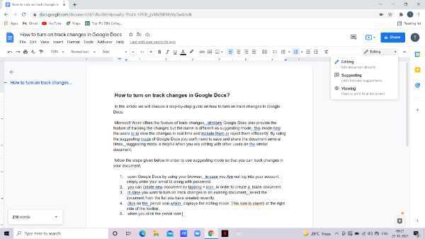 How To Turn On Track Changes In Google Docs