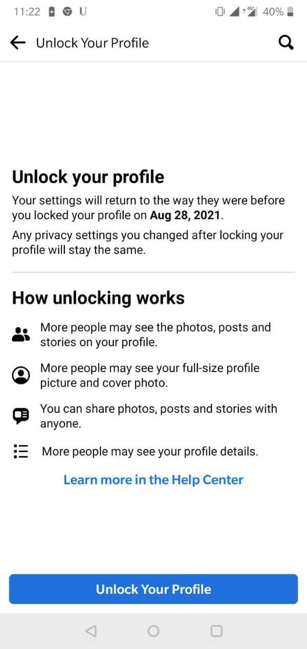 How To Unlock FB Profile