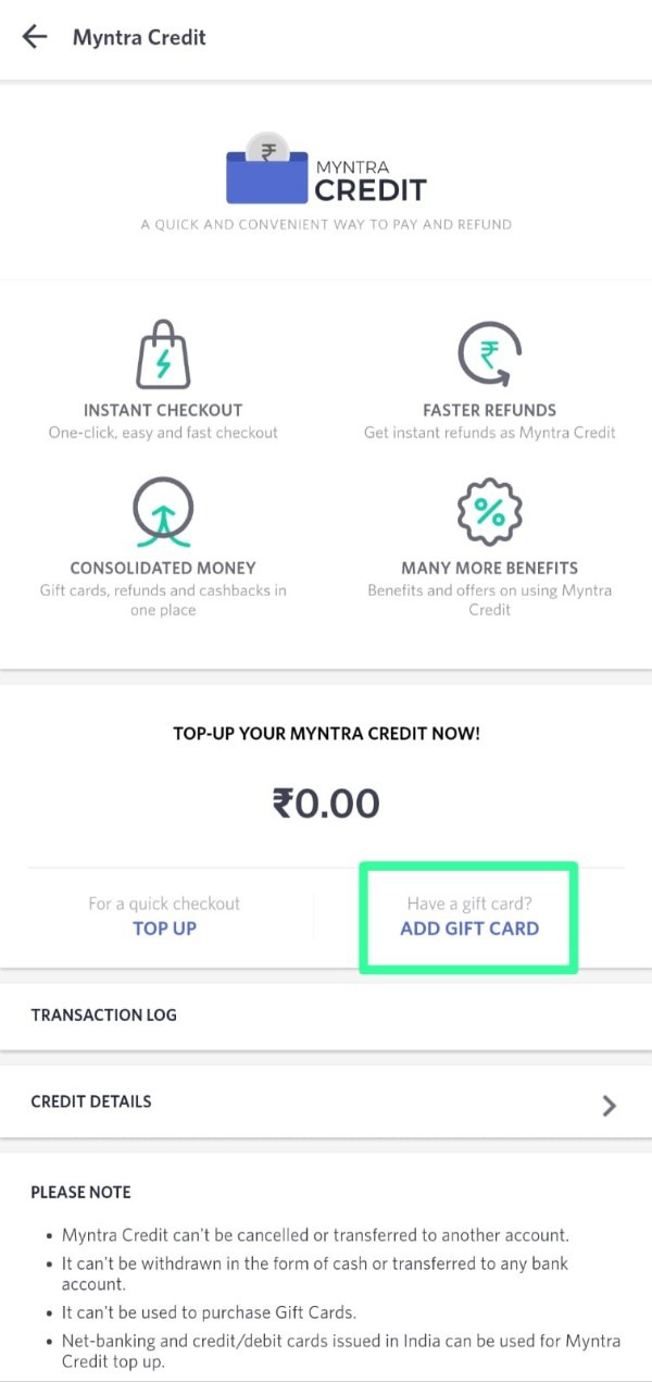 How To Use Myntra Credit