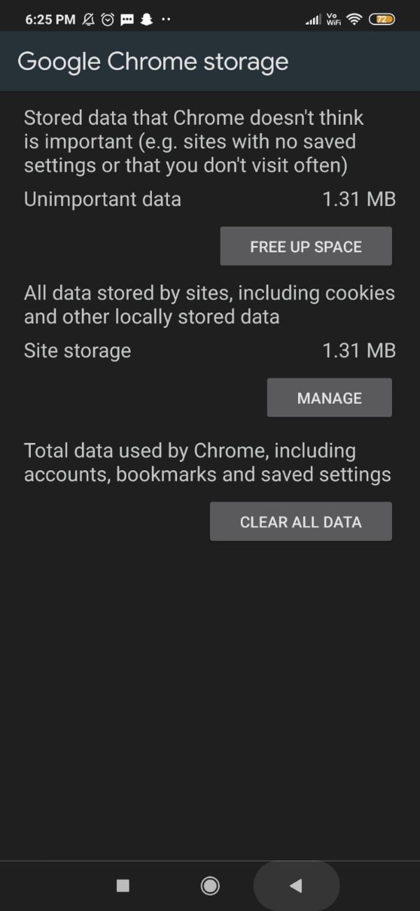 Reset Chrome Settings Android